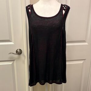 Harley-Davidson Black Tank Top with Subtle Red Highlights open cap sleeves